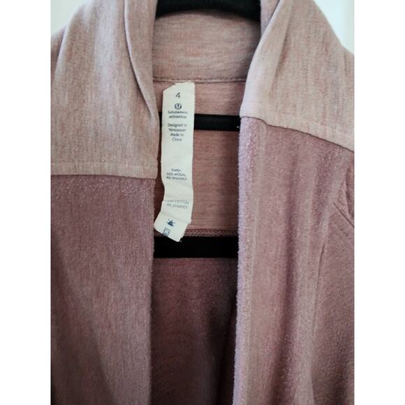 Lululemon Women's 4 Wrap Ribbed Open Front Coast Cardigan Rose Pink Button Neck - Picture 6 of 12